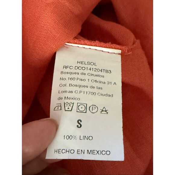 Boho Linen Maxi Dress by HELSOL, Coral, Handmade in Mexico - Picture 14 of 14